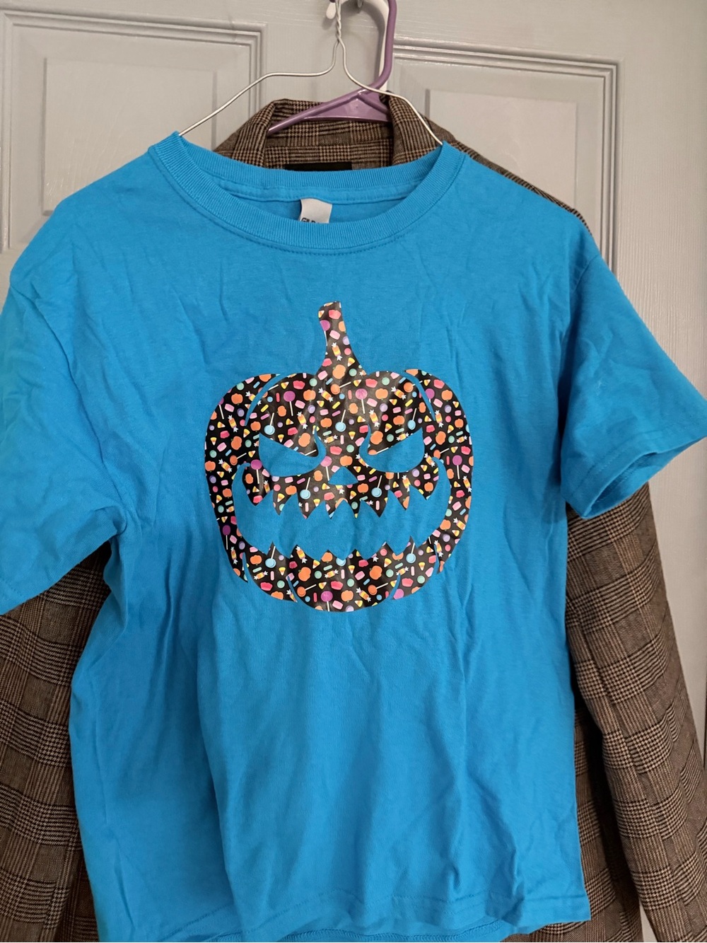 Blue women’s Halloween Pumpkin T-Shirt